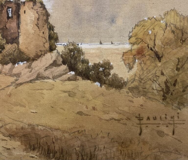 PAULINI - Paysage de campagne en Ruines - Deux aquarelles - Signées - 25 x 35 c…