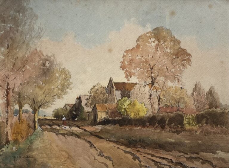 PAULINI - Paysage de campagne en Ruines - Deux aquarelles - Signées - 25 x 35 c…
