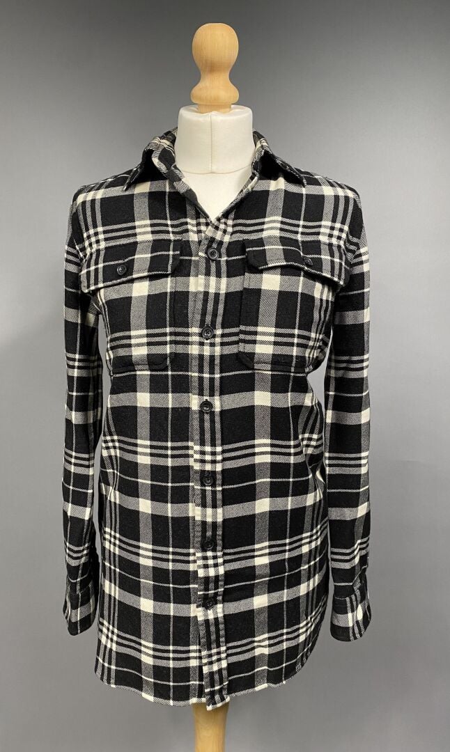 Ralph LAUREN - Chemise à carreaux à manches longues en soie coton et laine dans…