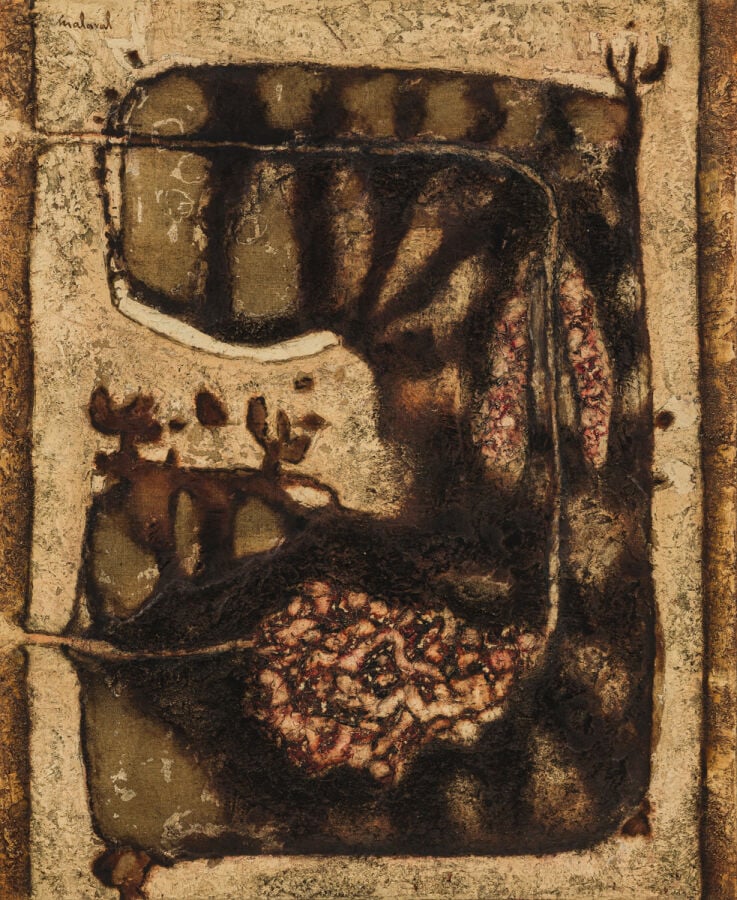 ROBERT MALAVAL (1937-1980) - Travaux indigestes, 1961 - Technique mixte sur toi…