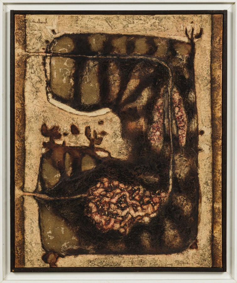 ROBERT MALAVAL (1937-1980) - Travaux indigestes, 1961 - Technique mixte sur toi…