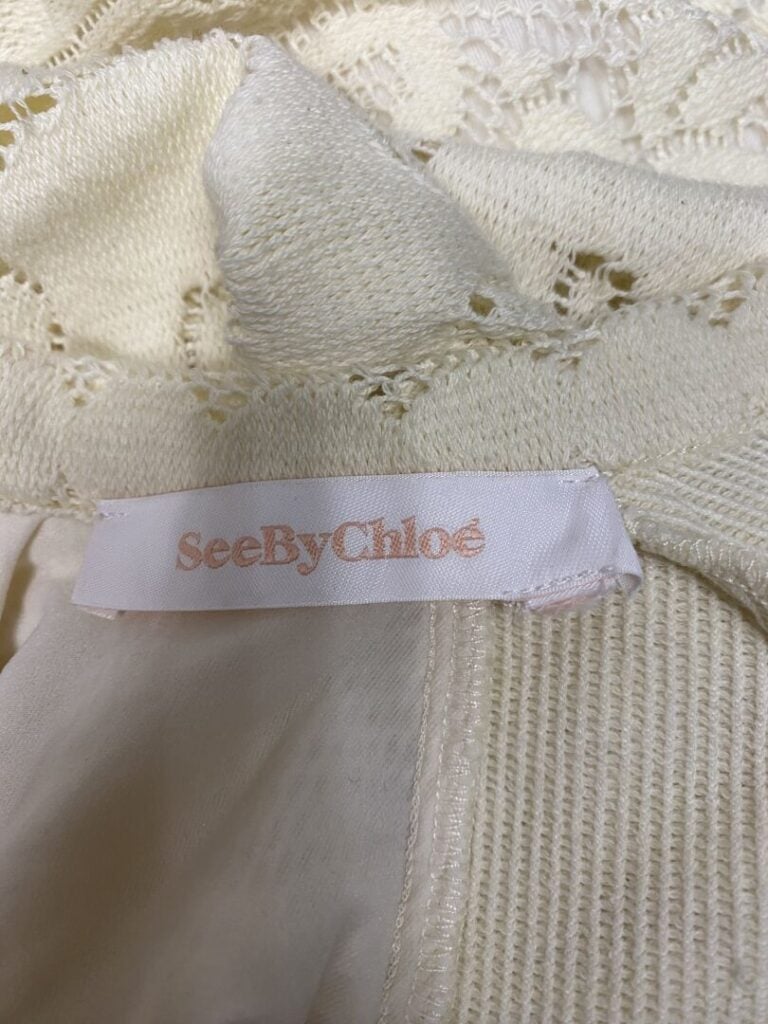 SEE BY CHLOE - Robe en dentelle écrue, manches longues, doublure écrue - Taille…