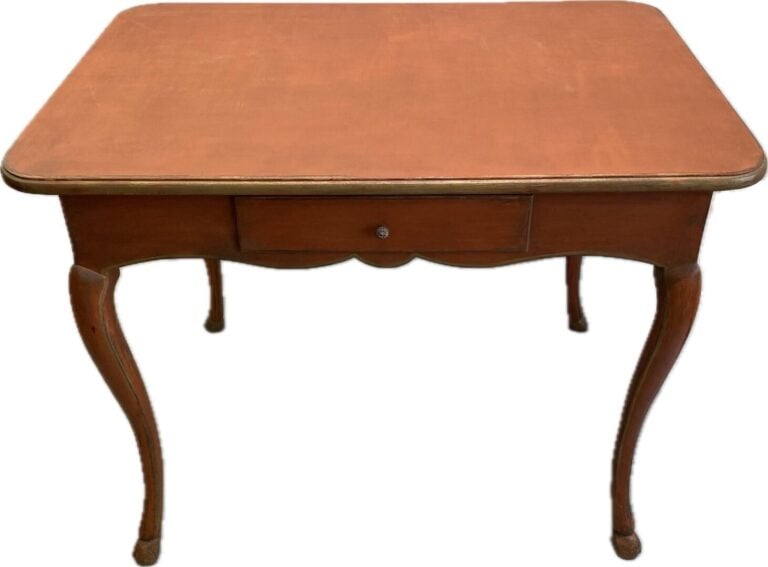 Table à écrire rectangulaire en bois peint ouvrant à un tiroir en ceinture chan…
