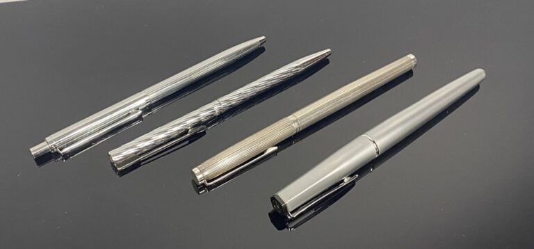USUS, WATERMAN, BALLOGRAF, etc - Lot de 2 stylos bille et 2 stylos plume en mét…