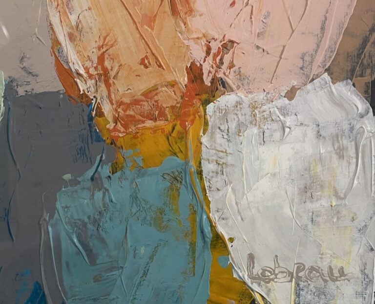 Veerle LABEAU (XXe) - Composition abstraite - Huile sur toile - Signé en bas à…