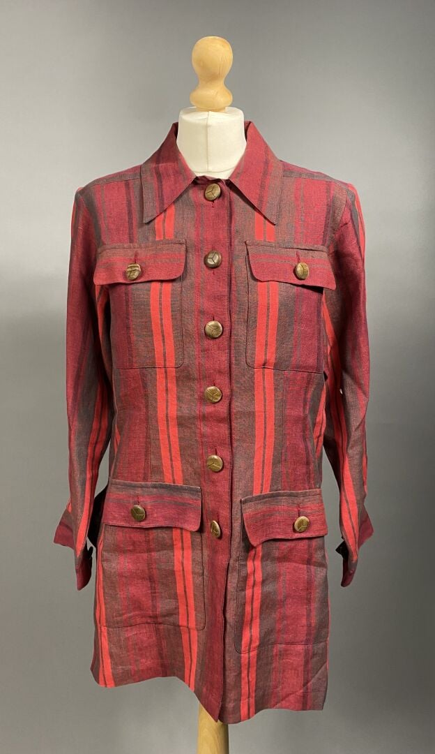 Yves SAINT LAURENT rive gauche - Chemise manches longues en lin dans les tons r…
