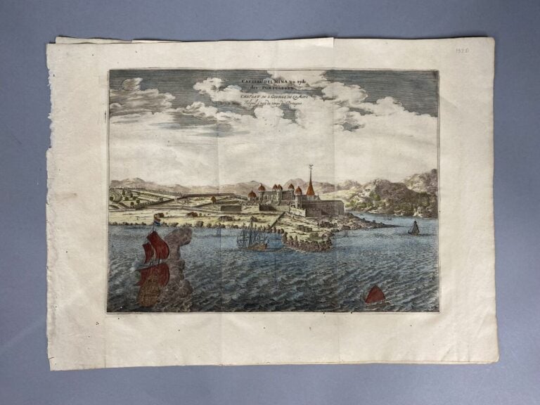 2 gravures sur cuivre, colorées, de la ville et du château de St George de la M…