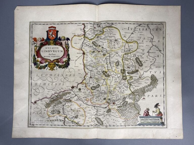 BLAEU - Carte en couleurs du duché de Limbourg : Ducatus Limburgum. Auctore Aeg…