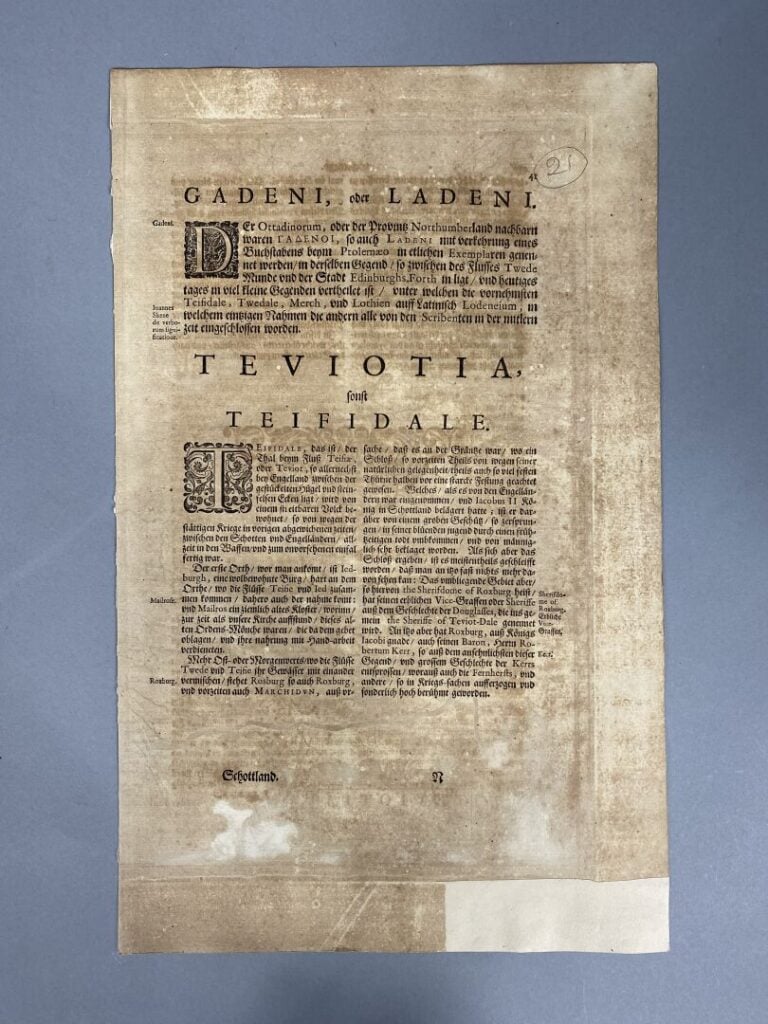 Carte en couleurs de [Ecosse] Teviotia, Vulgo, Tivedail - Date de publication :…