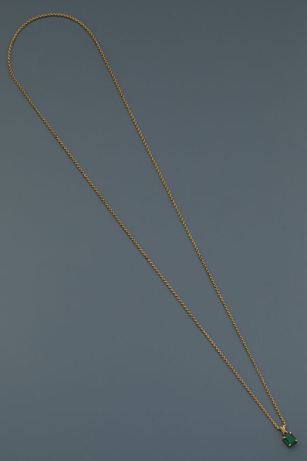 Deux COLLIERS chaînettes en or jaune (750‰) retenant chacun un PENDENTIF serti…
