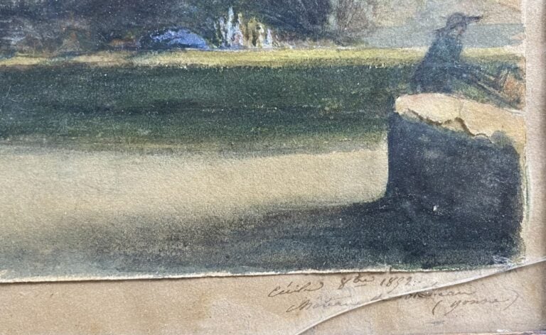 Ecole du XIXe siècle - Paysage de campagne - Deux dessins au crayon sur papier…