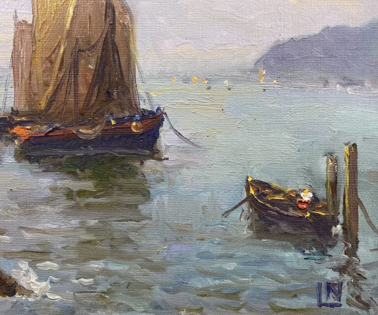 Ecole du XXe siècle - Voiliers - Huile sur toile - Monogrammé L N - 25 x 35 cm…