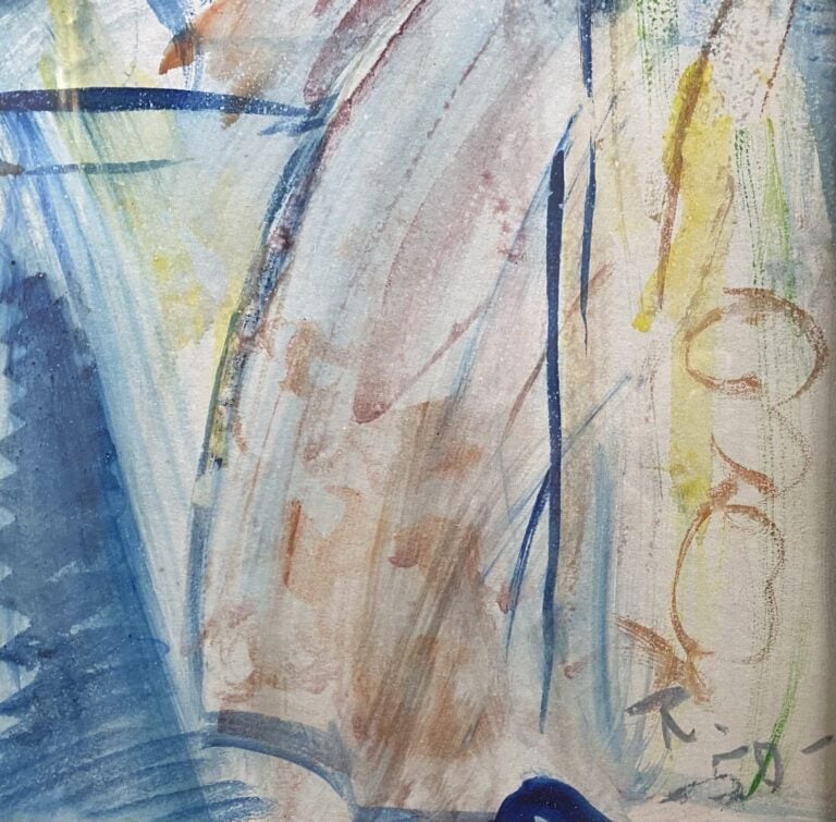 Ecole XXe siècle - Couple - Gouache sur papier - Dédicacé "pour Jean-Paul 15.10…