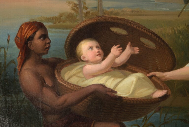Felice SCHIAVONI (1803-1881) - Moïse sauvé des eaux - Huile sur toile - 58.5 x…
