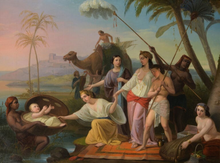 Felice SCHIAVONI (1803-1881) - Moïse sauvé des eaux - Huile sur toile - 58.5 x…