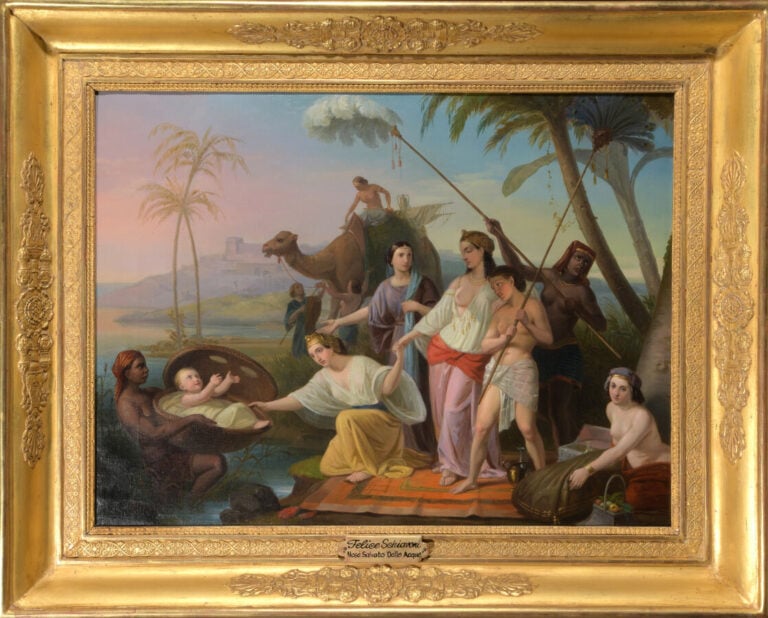 Felice SCHIAVONI (1803-1881) - Moïse sauvé des eaux - Huile sur toile - 58.5 x…