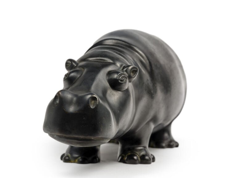 Ferdinand PARPAN (1902-2004) - Hippopotame - Sculpture en bronze à patine noire…