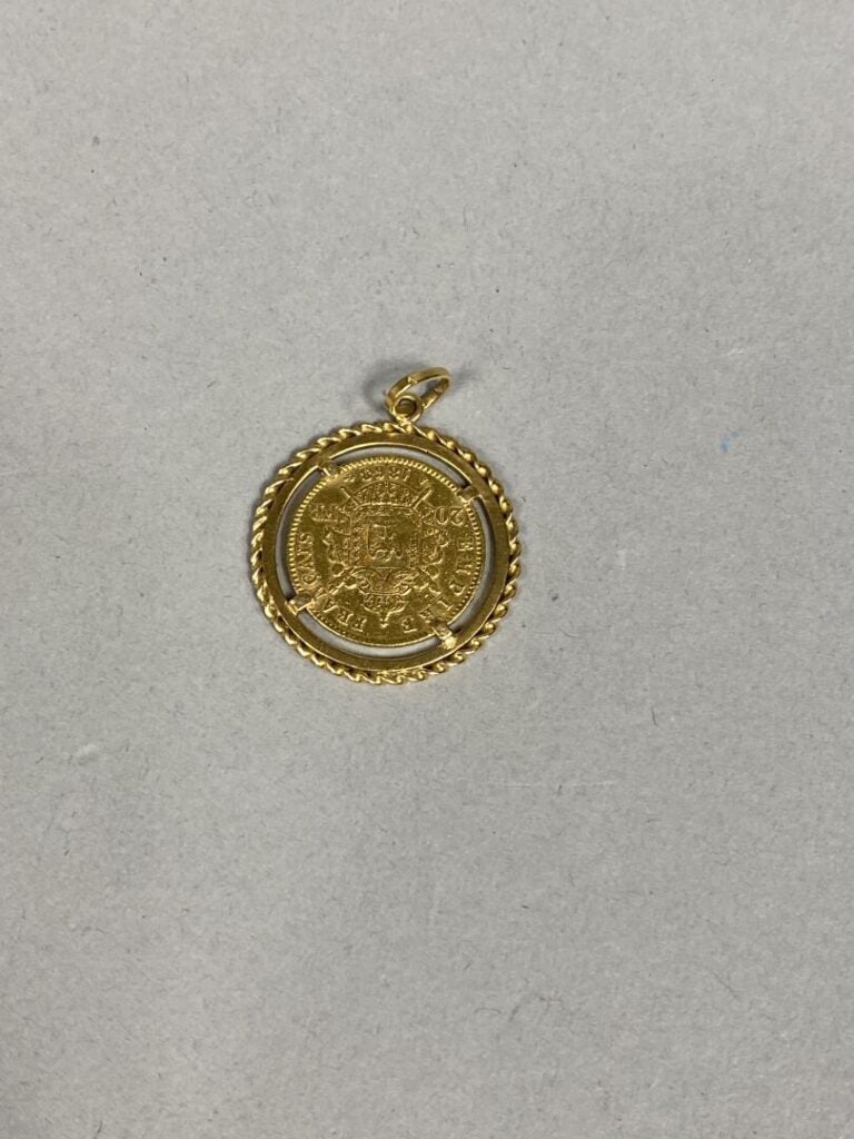 France - Napoléon III (1852-1870) - 20 Francs montée en pendentif - A : tête la…