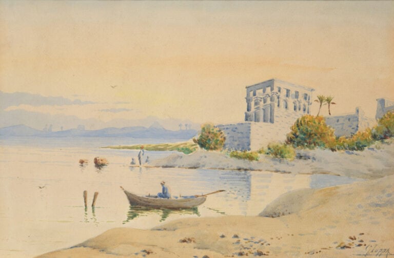 G. IUPPA (XXe) - Les bords du Nil - Aquarelle, signée en bas à droite - 26 x 39…