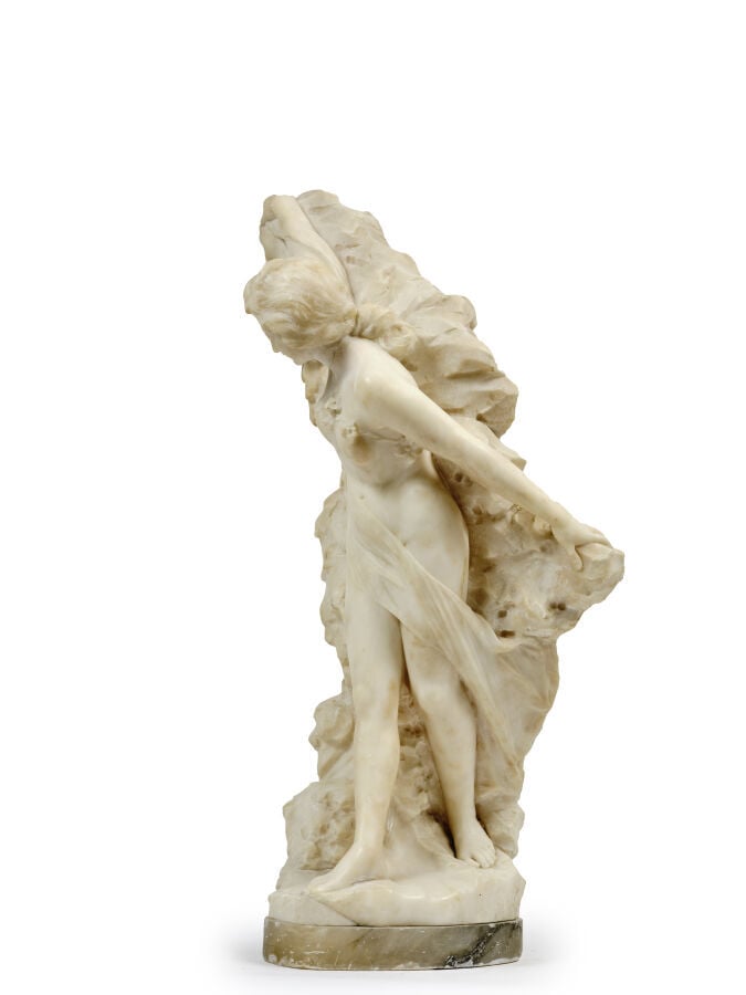 Giuseppe GAMBOGI (actif vers 1900) - Sculpture en taille directe sur marbre bla…