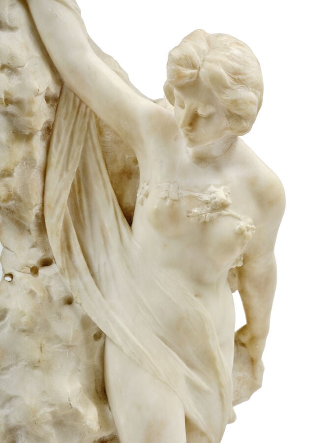 Giuseppe GAMBOGI (actif vers 1900) - Sculpture en taille directe sur marbre bla…