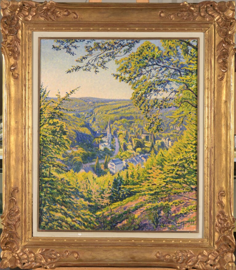 Gustave CARIOT (1870-1950) - Vallée du Rhin, vue de Georgenborn - Huile sur toi…