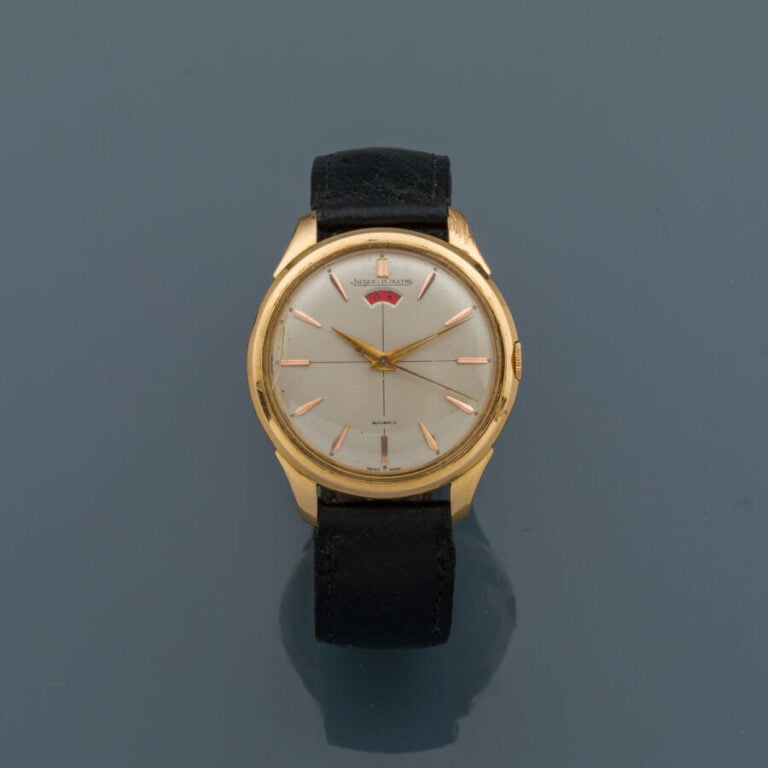 JAEGER LECOULTRE - BRACELET MONTRE ronde en or jaune (750‰). Cadran crème, inde…