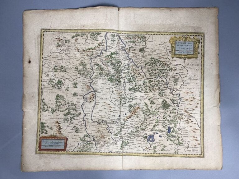 JANSSON (1588 - 1664) - Carte en couleurs d'une partie de la Lorraine - The des…