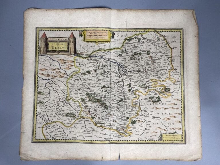 JANSSON (1588 - 1664) - Carte en couleurs du duché de Berry. - The description…