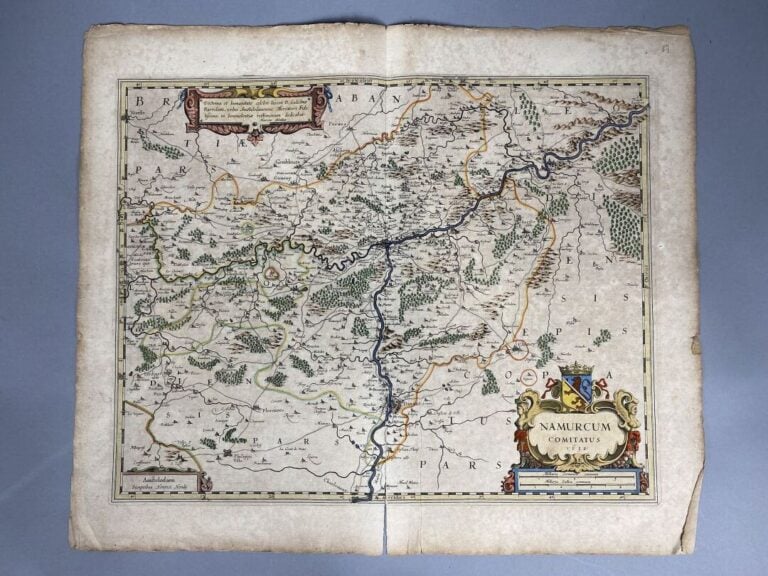 JANSSON - Carte en couleurs du comté de Namur. Namurcus comitatus, 1632. [Sur l…