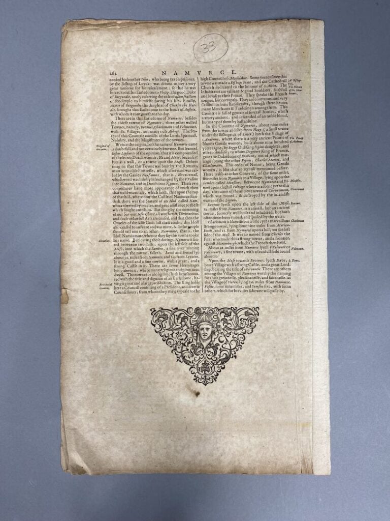JANSSON - Carte en couleurs du comté de Namur. Namurcus comitatus, 1632. [Sur l…