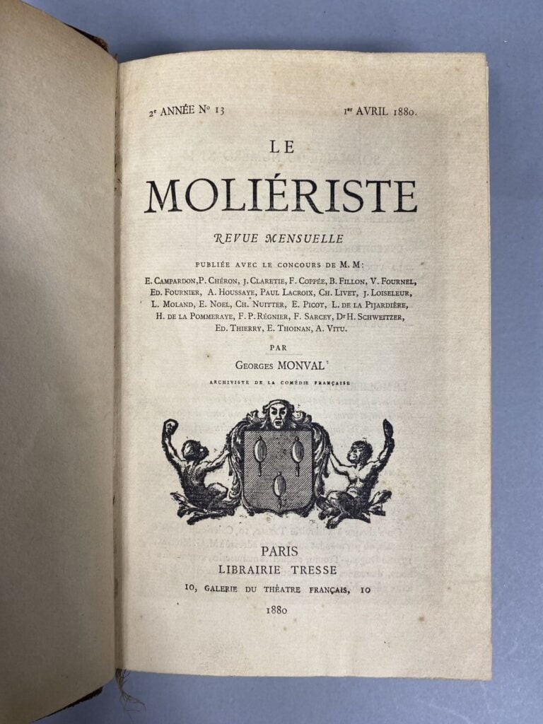 MONVAL Georges - Le Molièriste, revue mensuelle - Paris, Librairie Tresse, 1880…