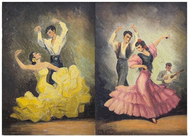 Rubio Sevilla - Ensemble de deux huiles sur isorel représentant des couples de…