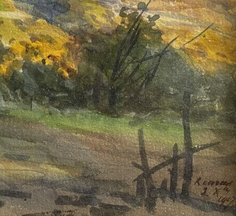 Alexis MOSSA (1844-1926) - Le Mont Leuze, 2 décembre 1917 - Aquarelle sur papie…