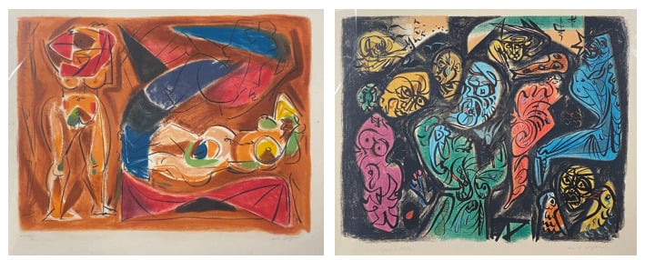 André MASSON, d'après - Odalisque - Astres et visages - Ensemble de deux lithog…