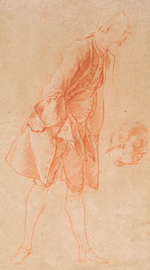 ATTRIBUE A JEAN-FRANCOIS DE TROY - Homme debout, étude de main ; Homme debout,…