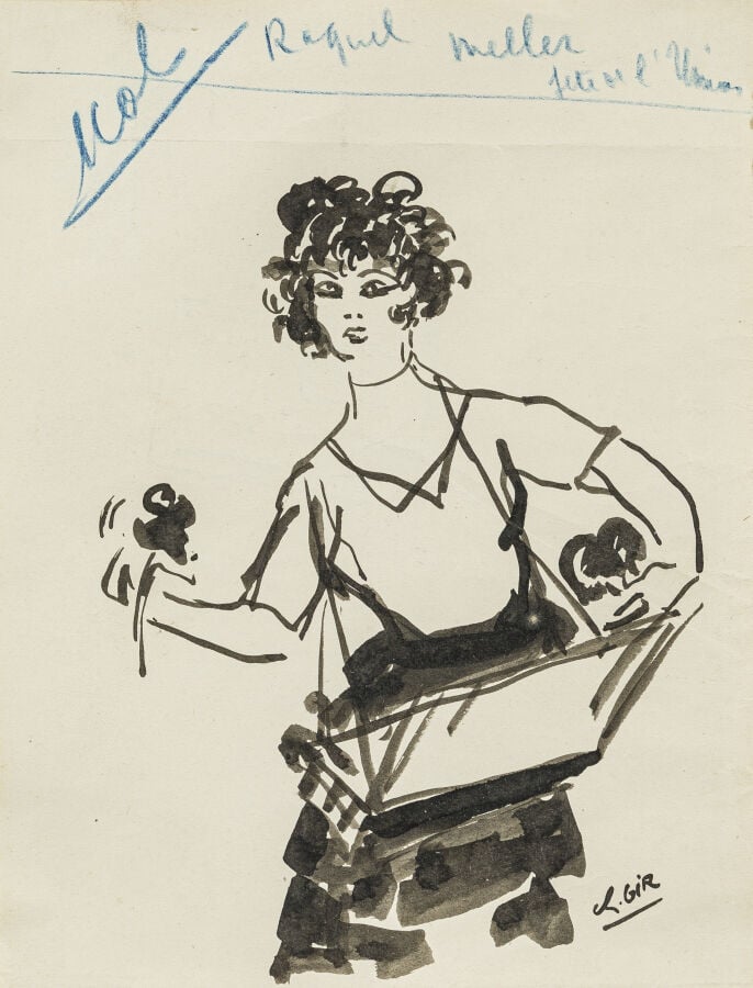 CHARLES GIR (1883-1941) - Portrait présumé de Caruso - Encre sur papier, signée…