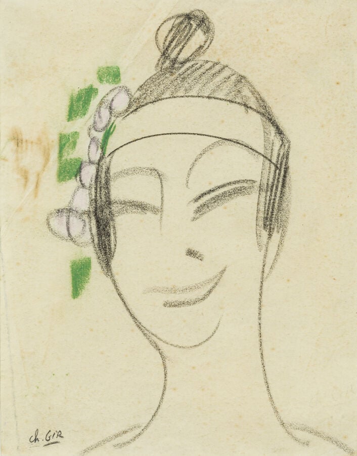 CHARLES GIR (1883-1941) - Portrait présumé de Caruso - Encre sur papier, signée…