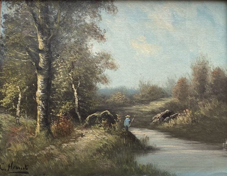 Ecole début XXe siècle - Paysage de campagne - Deux huiles sur toile - Signées…