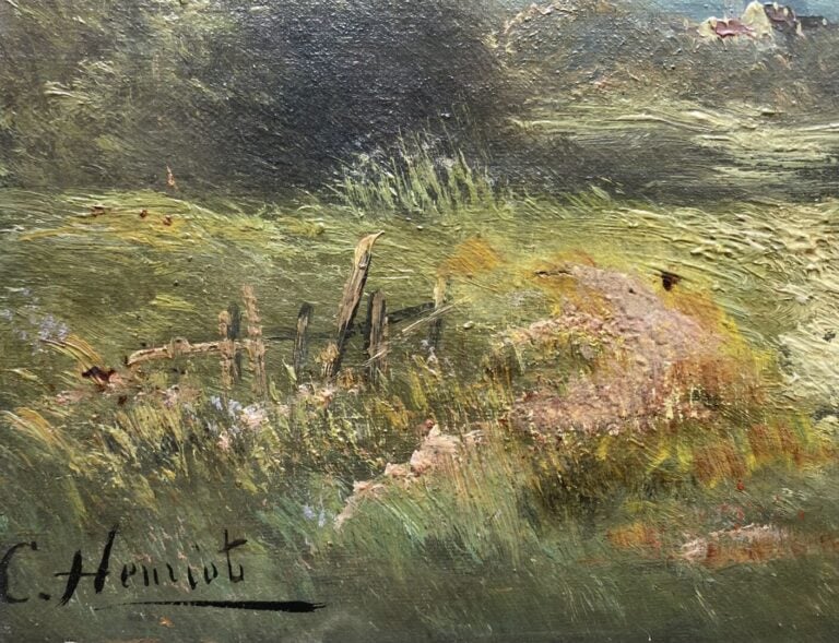 Ecole début XXe siècle - Paysage de campagne - Deux huiles sur toile - Signées…