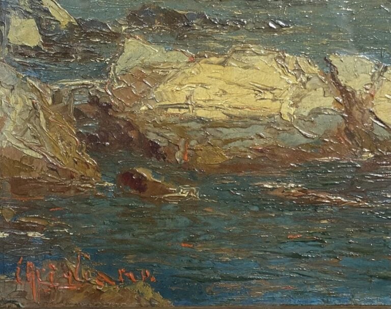 Ecole du début XXe siècle - Bord de mer - Huile sur panneau de bois - Porte une…