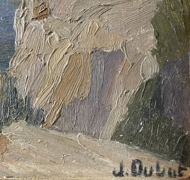 Ecole du XXe siècle - Dans la calanque à Cassis - Huile sur panneau - Signé "DU…