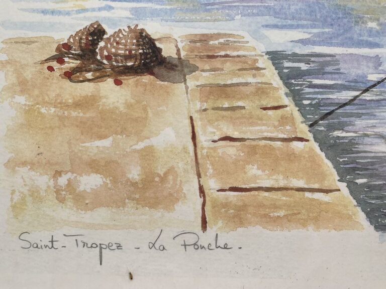Ecole du XXe siècle - Port de Saint Tropez - Lithographie - Signée et titrée "E…