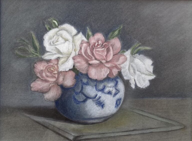 Ecole fin XXe siècle - Nature morte au bouquet de fleurs - Huile sur panneau -…