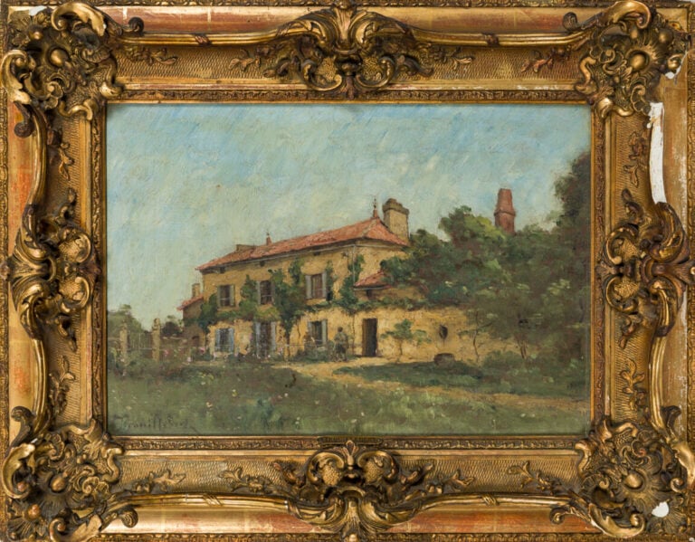 École française - Maison de campagne - Huile sur toile