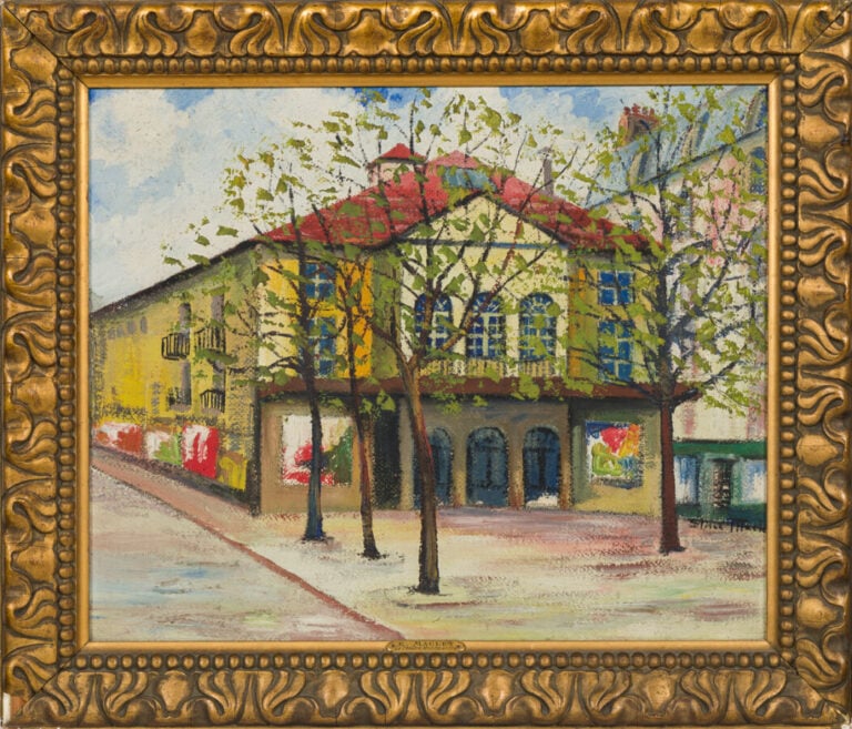 École française XXème - Théâtre de l'atelier - Huile sur toile