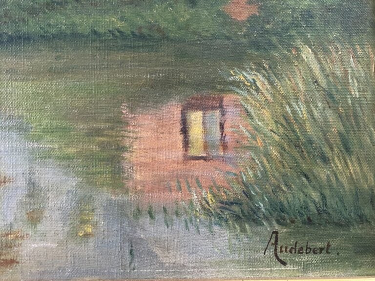 Ecole XXe siècle - Lavandières à la rivière - Huile sur toile - Porte une signa…