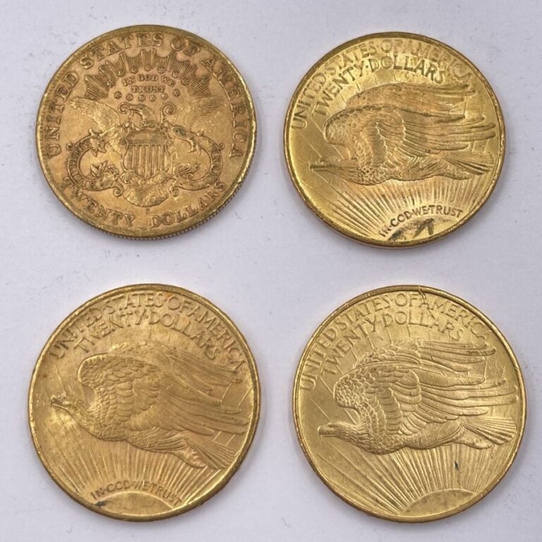 Ensemble de 4 pièces de 20 Dollars comprenant : - "Liberty Head " 1x1901 - "Sai…