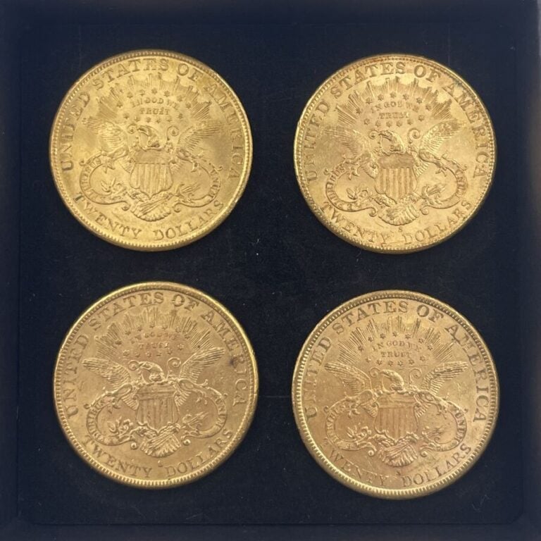 Ensemble de 4 pièces de 20 Dollars "Liberty Head - Double Eagle" : - 1x1881; 1x…