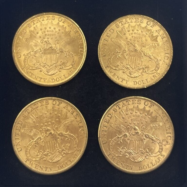 Ensemble de 4 pièces de 20 Dollars "Liberty head Double Eagle" 4x 1904 - Poids…